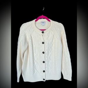 BDG Urban Outfitters Cream Cable Knit Grandpa Cardigan Sweater S Fisherman